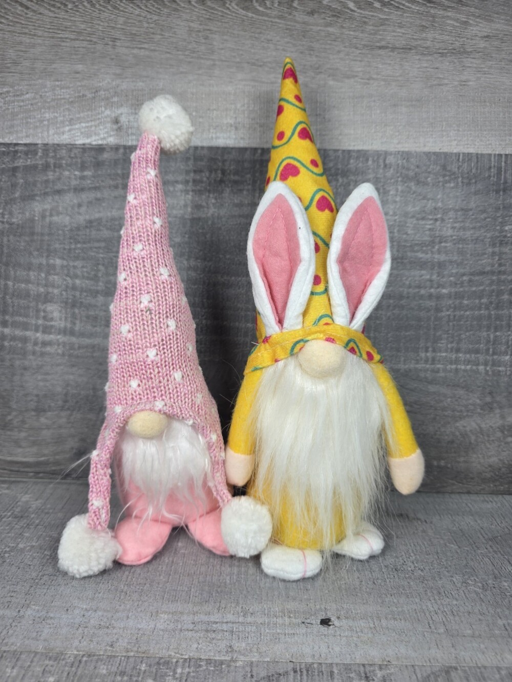 Easter Spring Plush Weighted Bunny Gnome 10" & 12" Table Decor Set b27